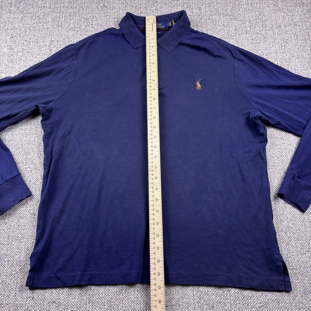 Polo Ralph Lauren Men's Classic Fit Interlock Soft Long Sleeve Navy Polo Sz M